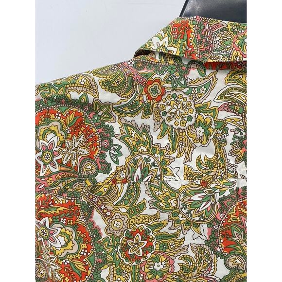 TALBOTS Women’s Petite Tan Multi Floral Print Button-Up Long Sleeve Top SZ 10P - Picture 4 of 9